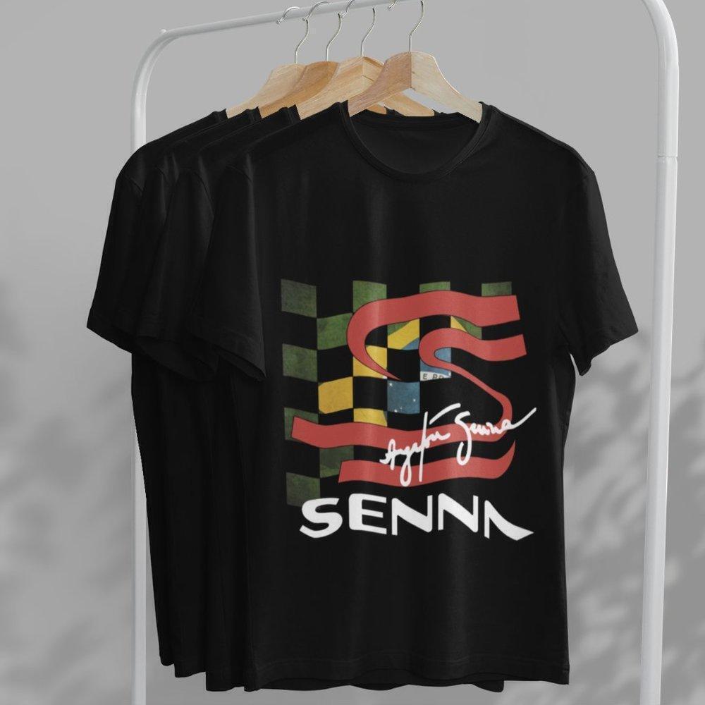 Ayrton Senna Logo Brazilian Racing Legend F1 Motorsports Fan Streetwear T-Shirt